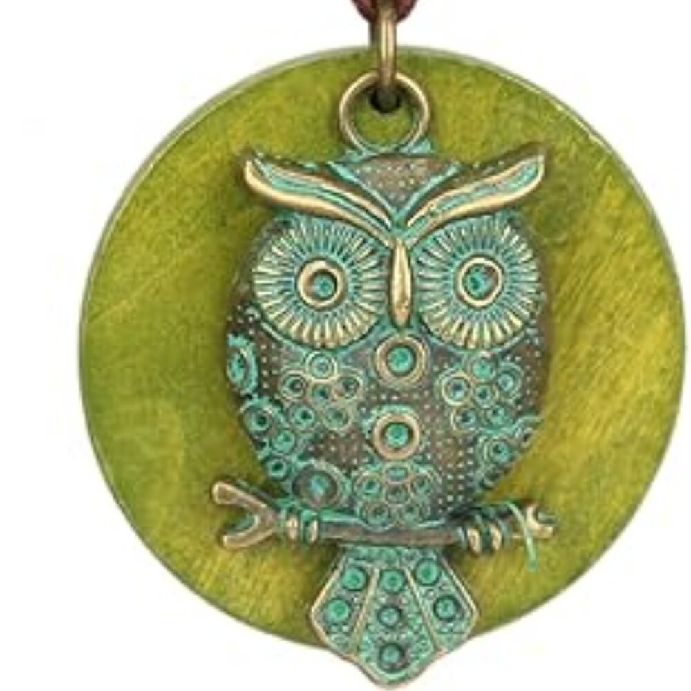 Boho Owl Necklace‎ with Leather Chain Bohemian Jewelry Really Cool !!